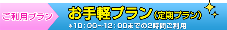 お手軽プラン（定期コース）＊10：00～12：00までの2時間ご利用