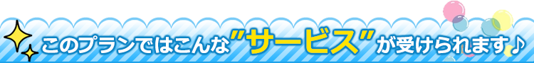 このプランではこんな”サービス”が受けられます♪